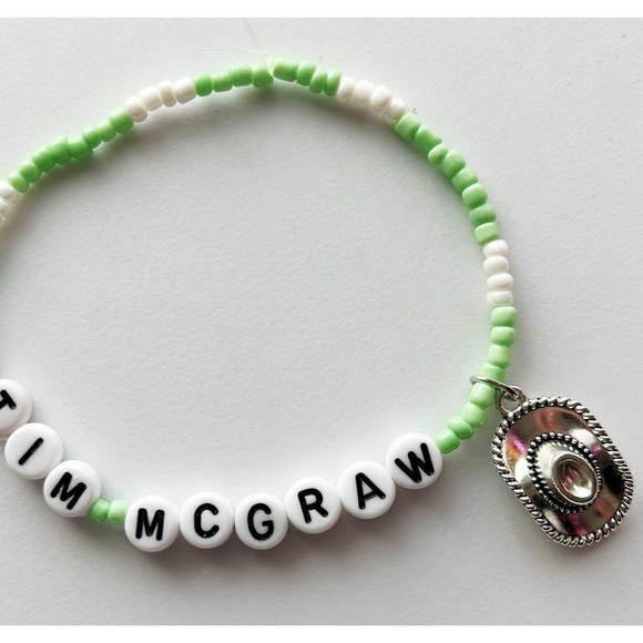 Taylor Swift Eras Tour Friendship Bracelet Tim McGraw Debut w/ Cowboy Hat Charm - Picture 2 of 2